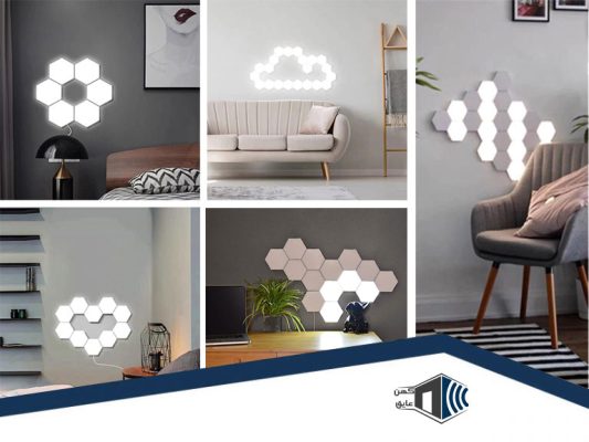 نمونه طراحی داخلی مدرن با لامپهای ششضلعی لمسی