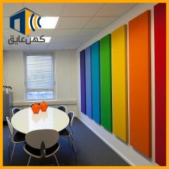 رنگ‌های متنوع عایق صوتی دکوراتیو در نمایشگاه.